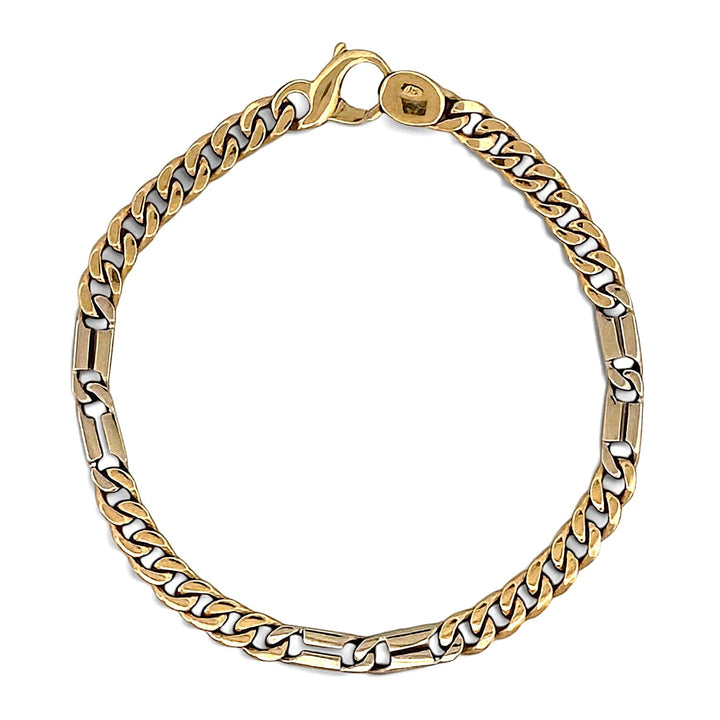 8 Inch Unique Curb Link Bracelet in 14k Two-Tone Gold