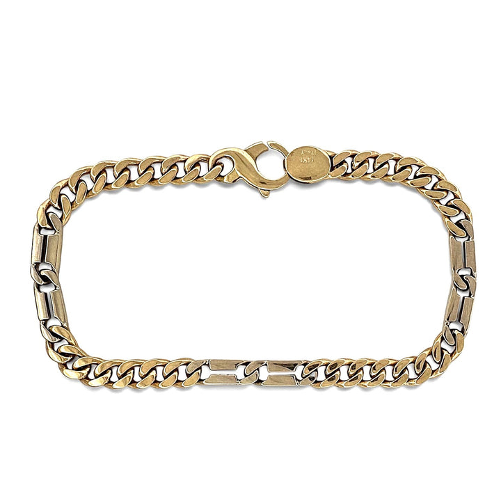 8 Inch Unique Curb Link Bracelet in 14k Two-Tone Gold