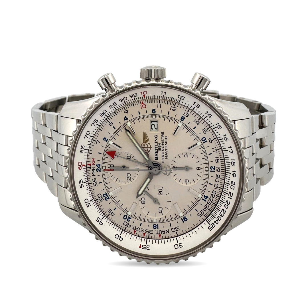 Breitling Navitimer World 46mm Stainless Steel Bracelet Watch with Box