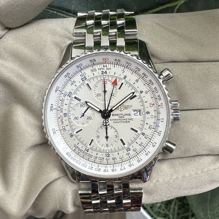 Breitling Navitimer World 46mm Stainless Steel Bracelet Watch with Box