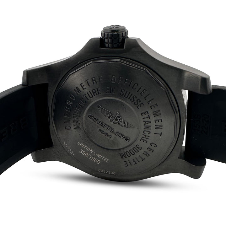 2016 Breitling Avenger II Seawolf 43mm Blackened Stainless Steel Rubber Strap Limited Edition Watch