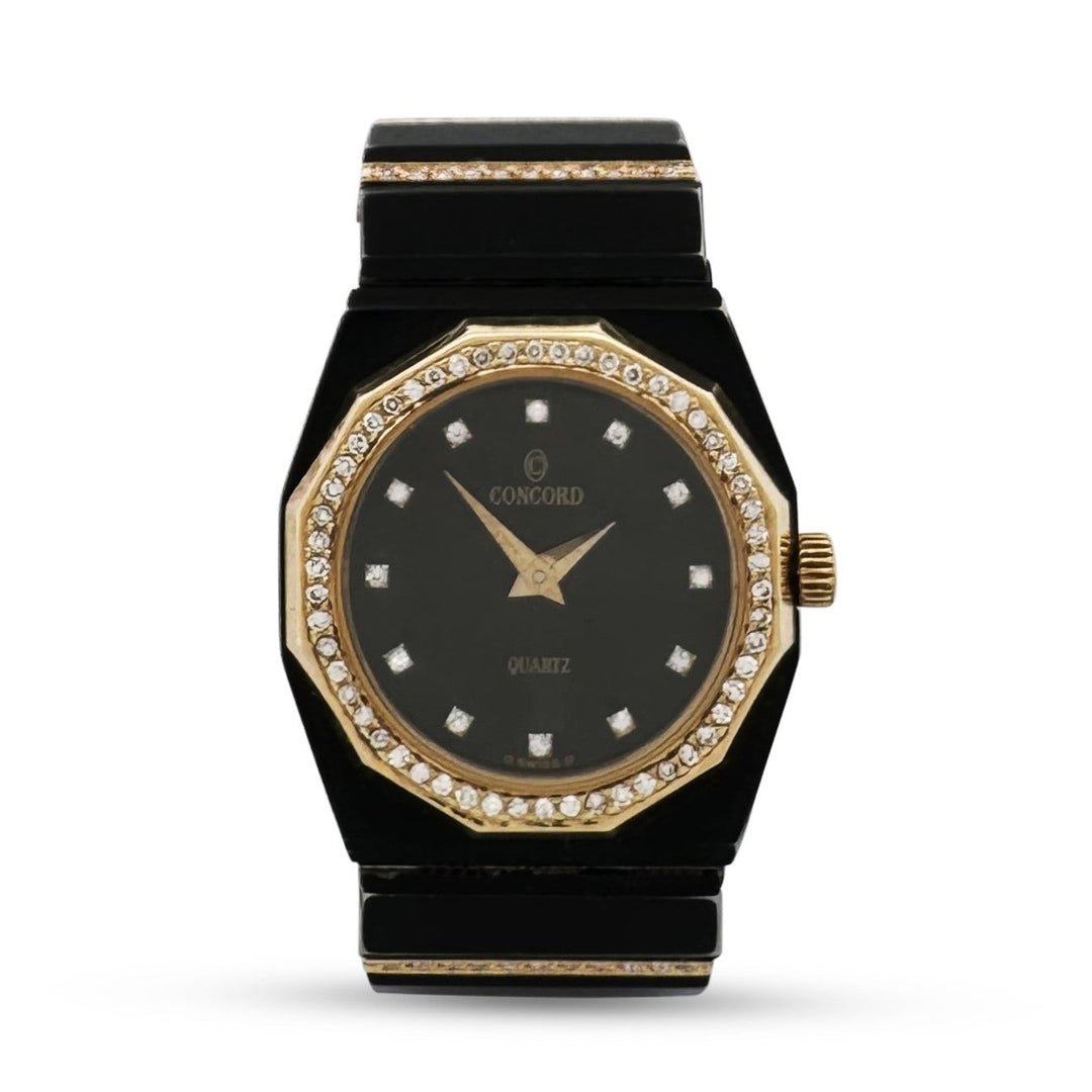 Concord Mariner SG Lady's Blackened Stainless Steel Bracelet Watch with Diamonds and Yellow Gold