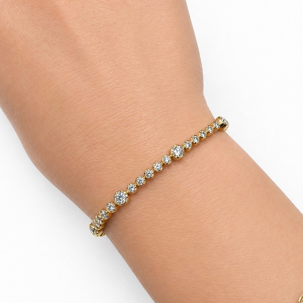 2.22ctw Round Brilliant Lab-Grown Diamond Bezel-Set Tennis Bracelet in 14k Yellow Gold