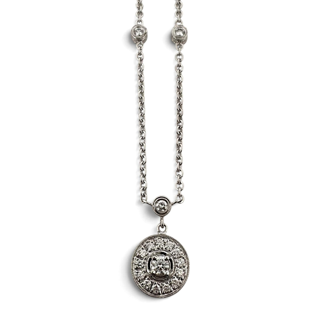 0.25ctw Round Brilliant Natural Diamond Halo Pendant Necklace in 18k White Gold