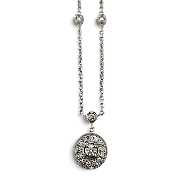 0.25ctw Round Brilliant Natural Diamond Halo Pendant Necklace in 18k White Gold