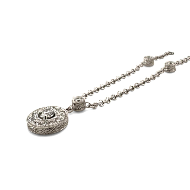 0.25ctw Round Brilliant Natural Diamond Halo Pendant Necklace in 18k White Gold