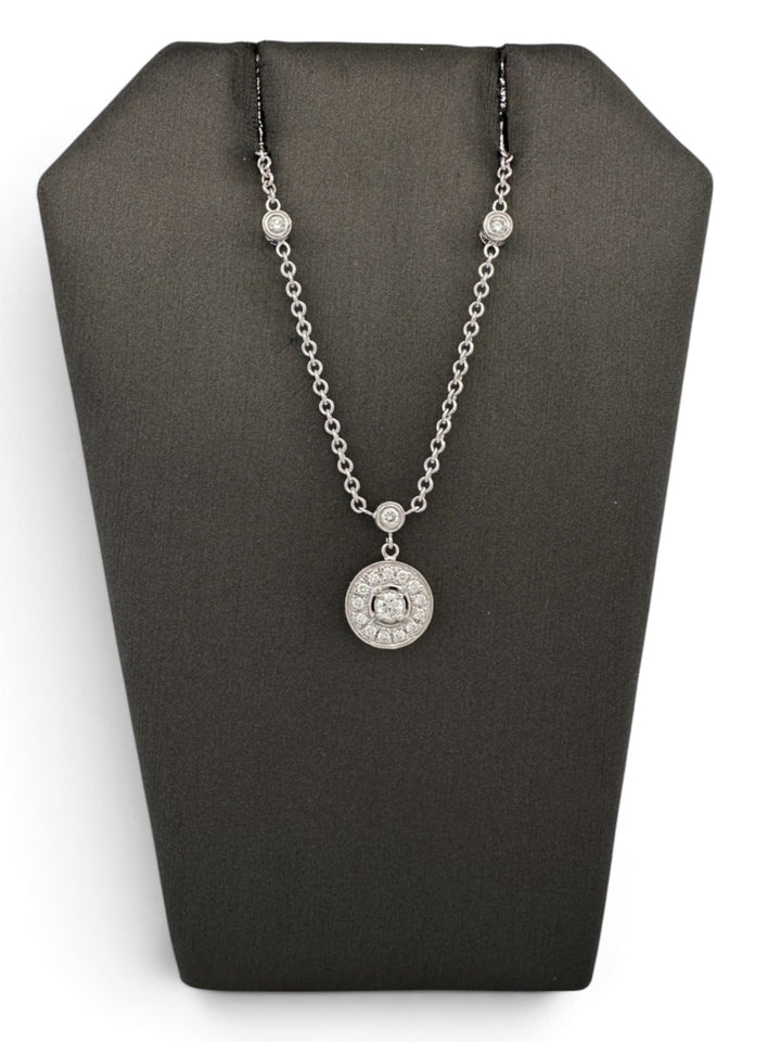 0.25ctw Round Brilliant Natural Diamond Halo Pendant Necklace in 18k White Gold