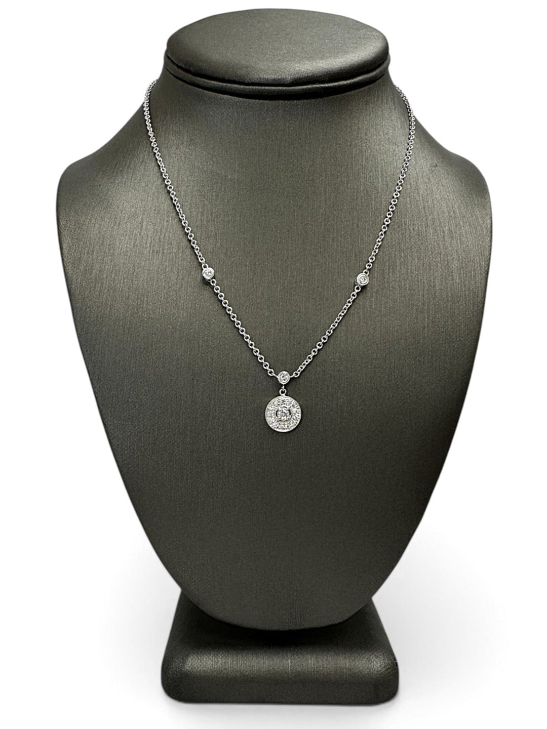 0.25ctw Round Brilliant Natural Diamond Halo Pendant Necklace in 18k White Gold