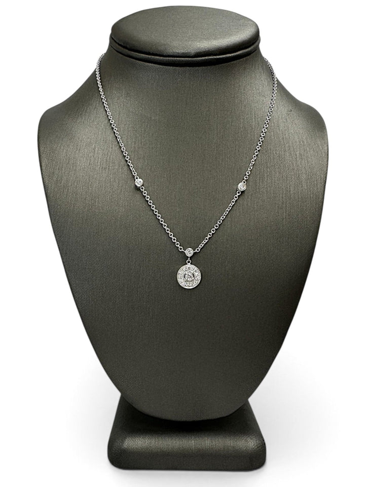 0.25ctw Round Brilliant Natural Diamond Halo Pendant Necklace in 18k White Gold