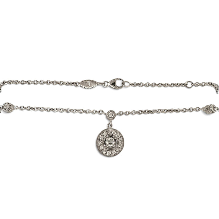 0.25ctw Round Brilliant Natural Diamond Halo Pendant Necklace in 18k White Gold