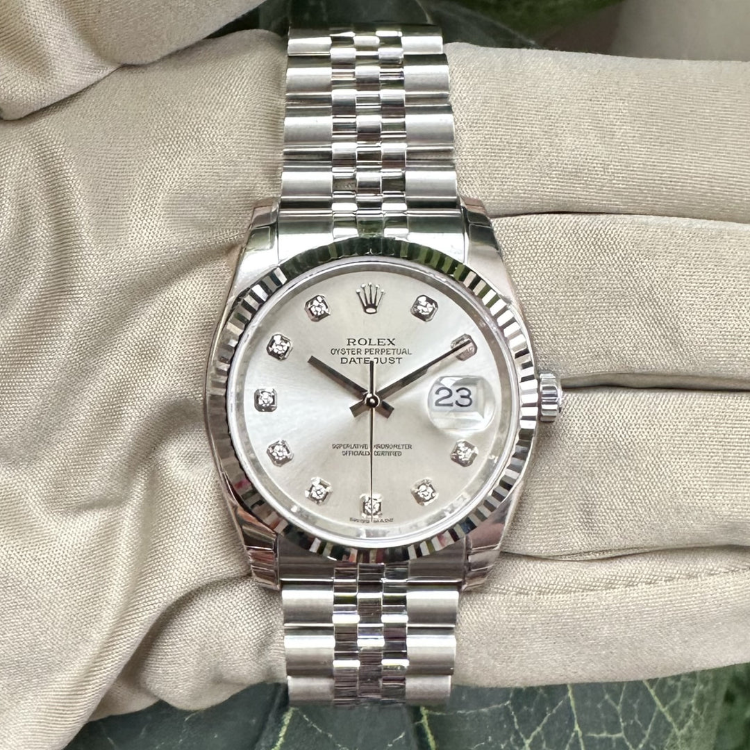 2007 Rolex Datejust 36mm Stainless Steel Jubilee Bracelet Watch with Box & Papers
