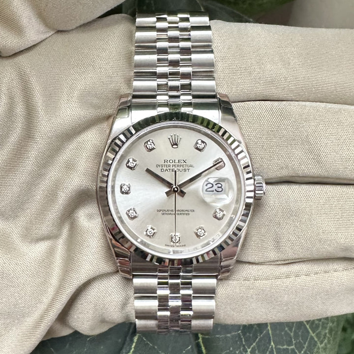 2007 Rolex Datejust 36mm Stainless Steel Jubilee Bracelet Watch with Box & Papers