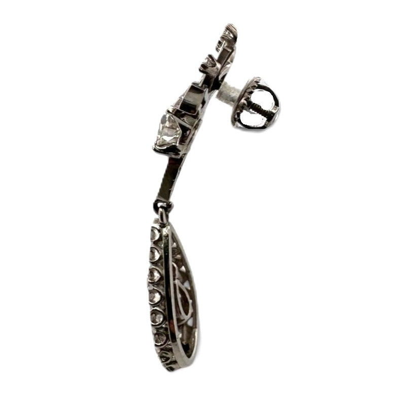 Vintage 2.50ctw Old European, Pear & Single Cut Natural Diamond Spray Dangle Earrings in 18k White Gold