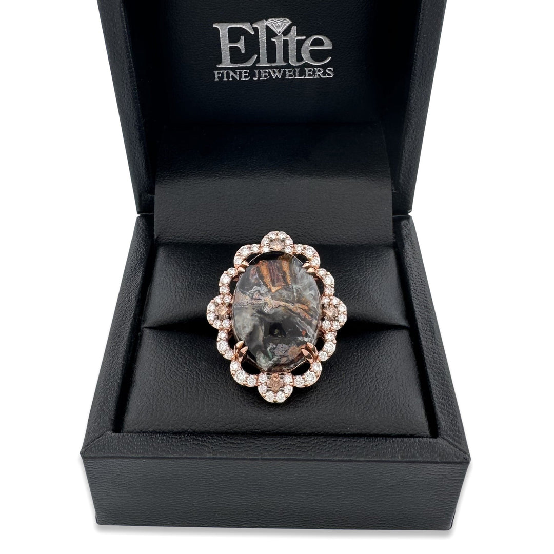 Oval Aquadite and 2ctw Natural Diamond Cocktail Ring in 18k Rose Gold by Le Vian