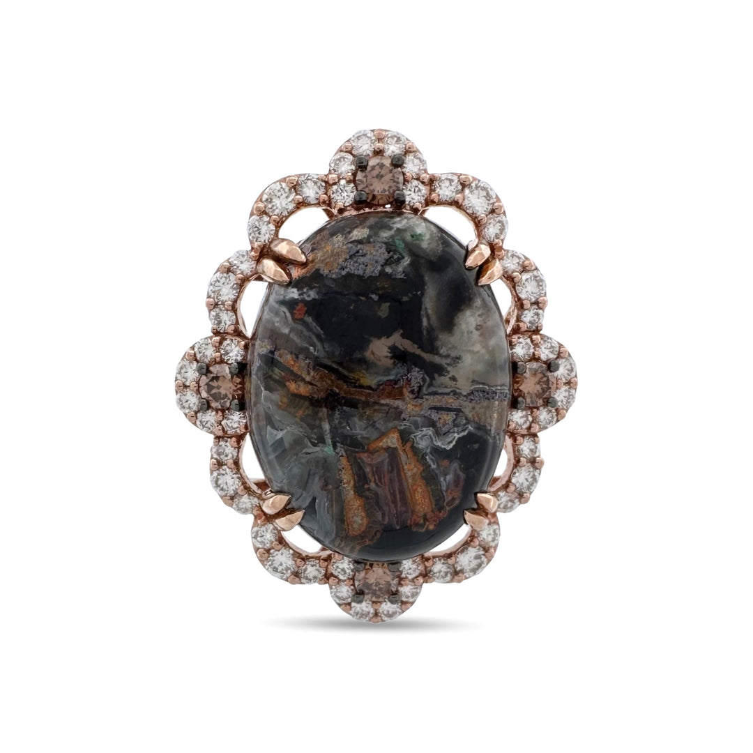 Oval Aquadite and 2ctw Natural Diamond Cocktail Ring in 18k Rose Gold by Le Vian