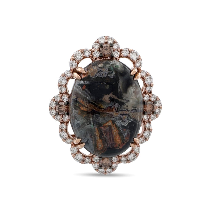 Oval Aquadite and 2ctw Natural Diamond Cocktail Ring in 18k Rose Gold by Le Vian