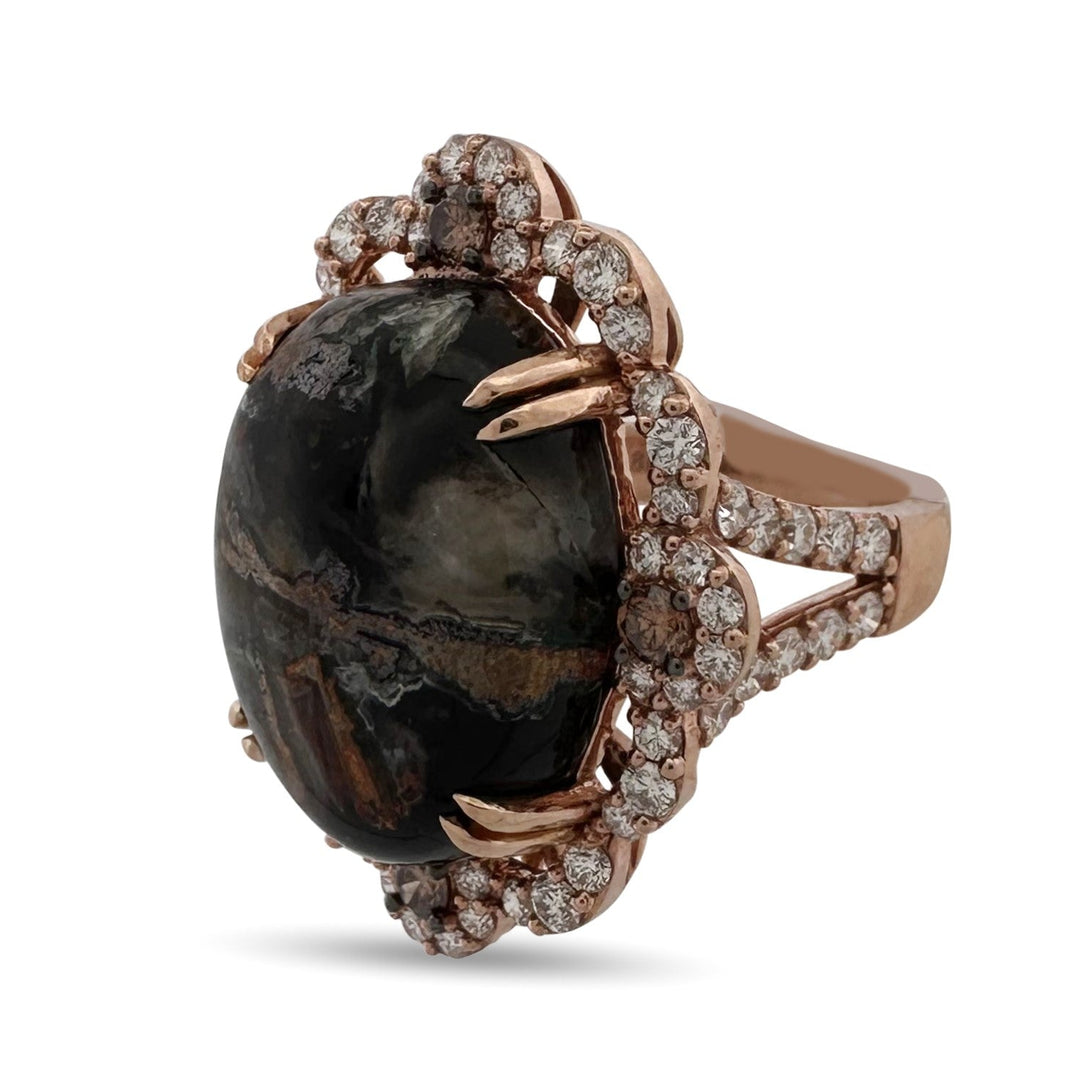 Oval Aquadite and 2ctw Natural Diamond Cocktail Ring in 18k Rose Gold by Le Vian