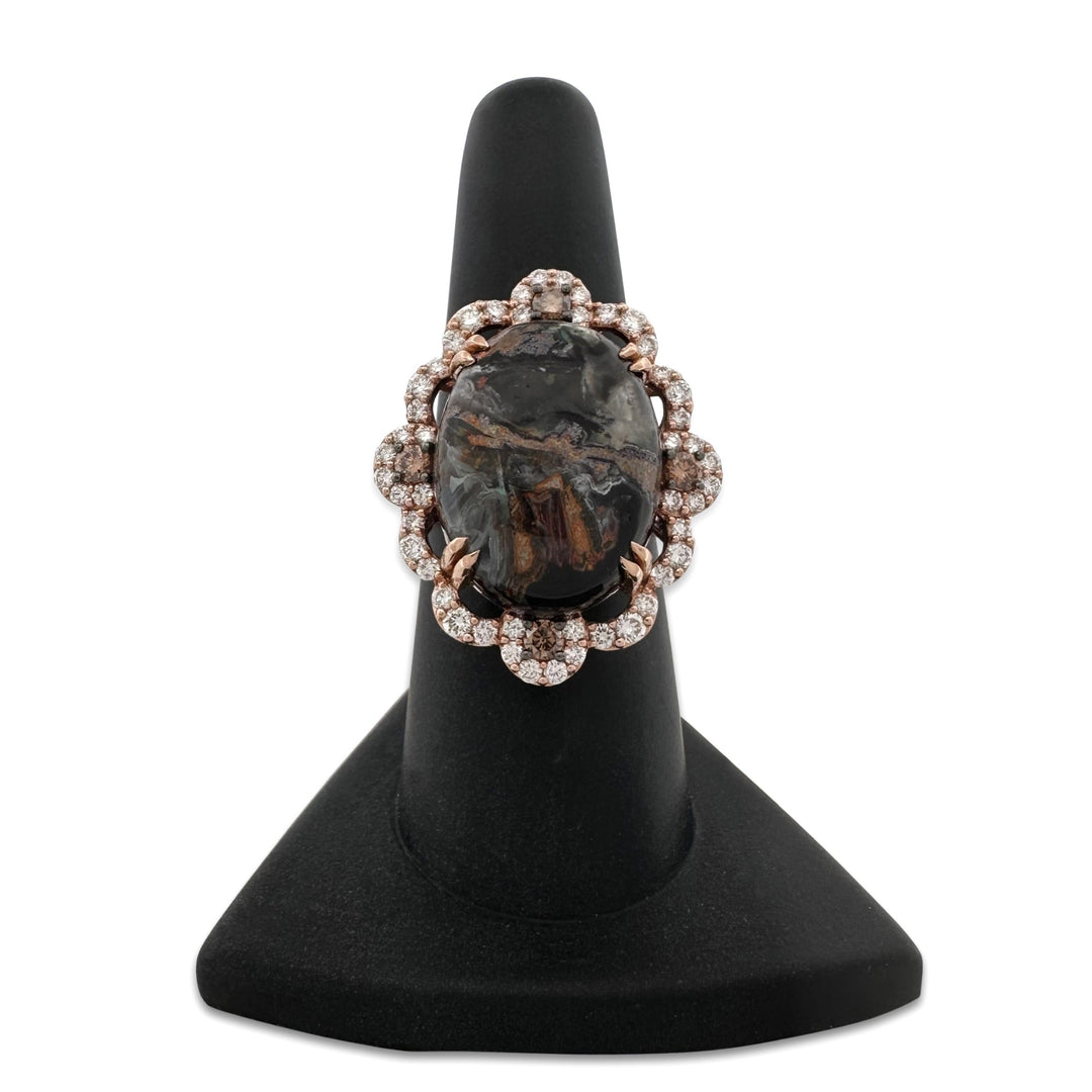 Oval Aquadite and 2ctw Natural Diamond Cocktail Ring in 18k Rose Gold by Le Vian