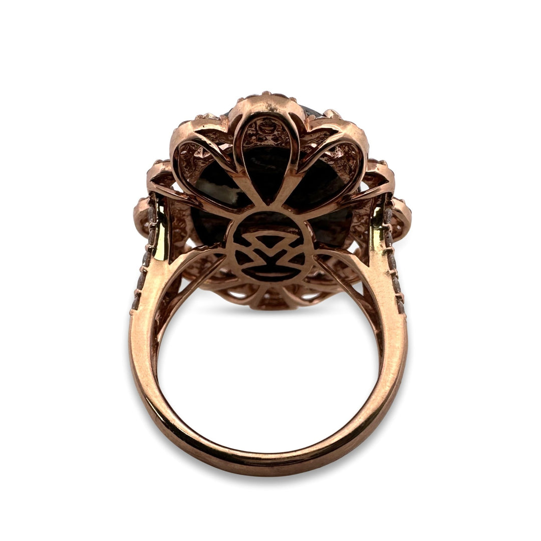 Oval Aquadite and 2ctw Natural Diamond Cocktail Ring in 18k Rose Gold by Le Vian