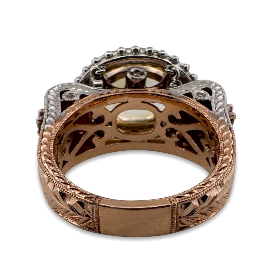 Oval East-West Citrine and Natural Round Brilliant Diamond Dangle Cocktail Ring in 14k Two-Tone Gold by Le Vian