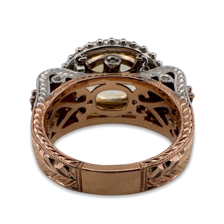 Oval East-West Citrine and Natural Round Brilliant Diamond Dangle Cocktail Ring in 14k Two-Tone Gold by Le Vian