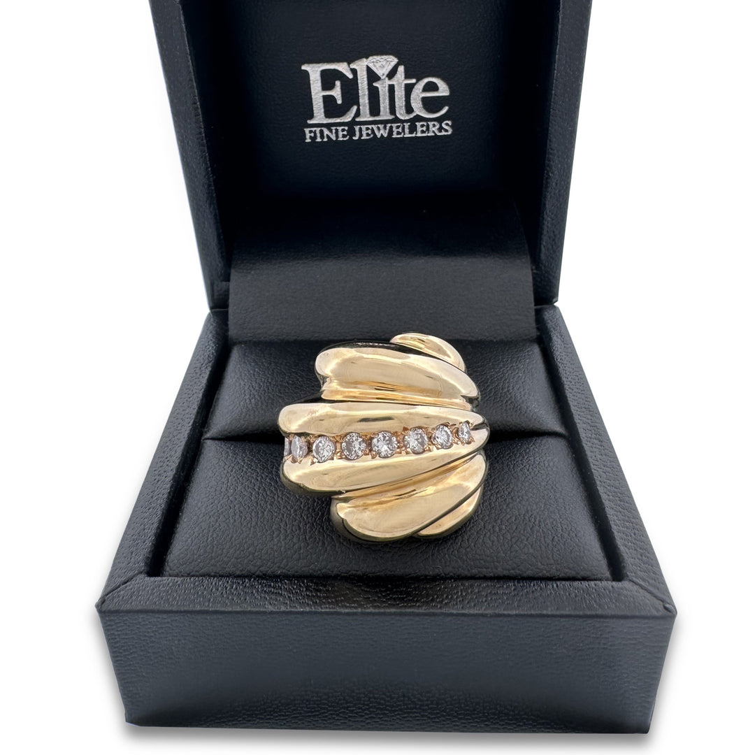 0.50ctw Round Brilliant Natural Diamond Cocktail Ring in 14k Yellow Gold
