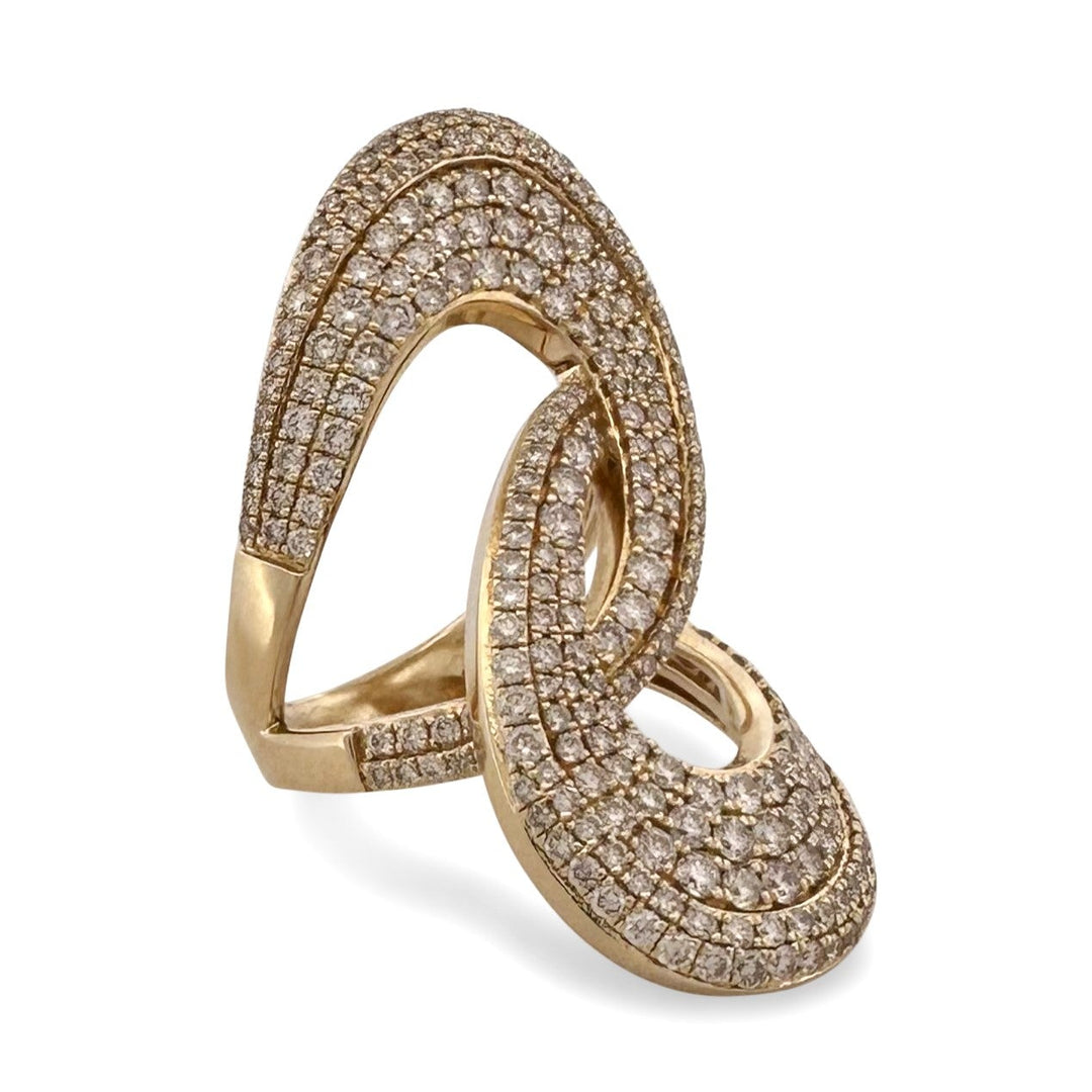 2.50ctw Nude Round Brilliant Natural Diamond Pavé Cocktail Ring in 14k Yellow Gold by Le Vian