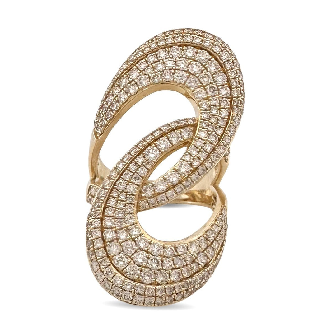 2.50ctw Nude Round Brilliant Natural Diamond Pavé Cocktail Ring in 14k Yellow Gold by Le Vian