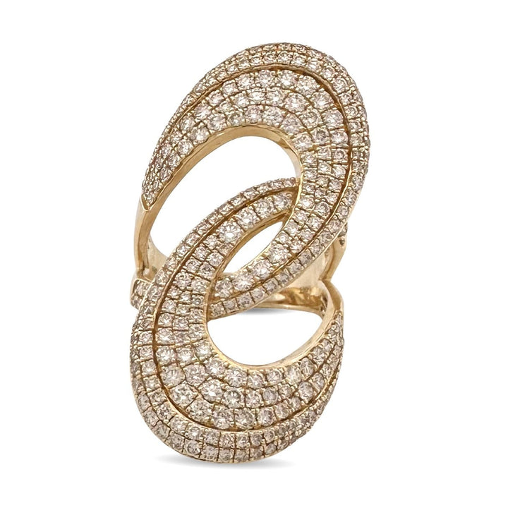 2.50ctw Nude Round Brilliant Natural Diamond Pavé Cocktail Ring in 14k Yellow Gold by Le Vian