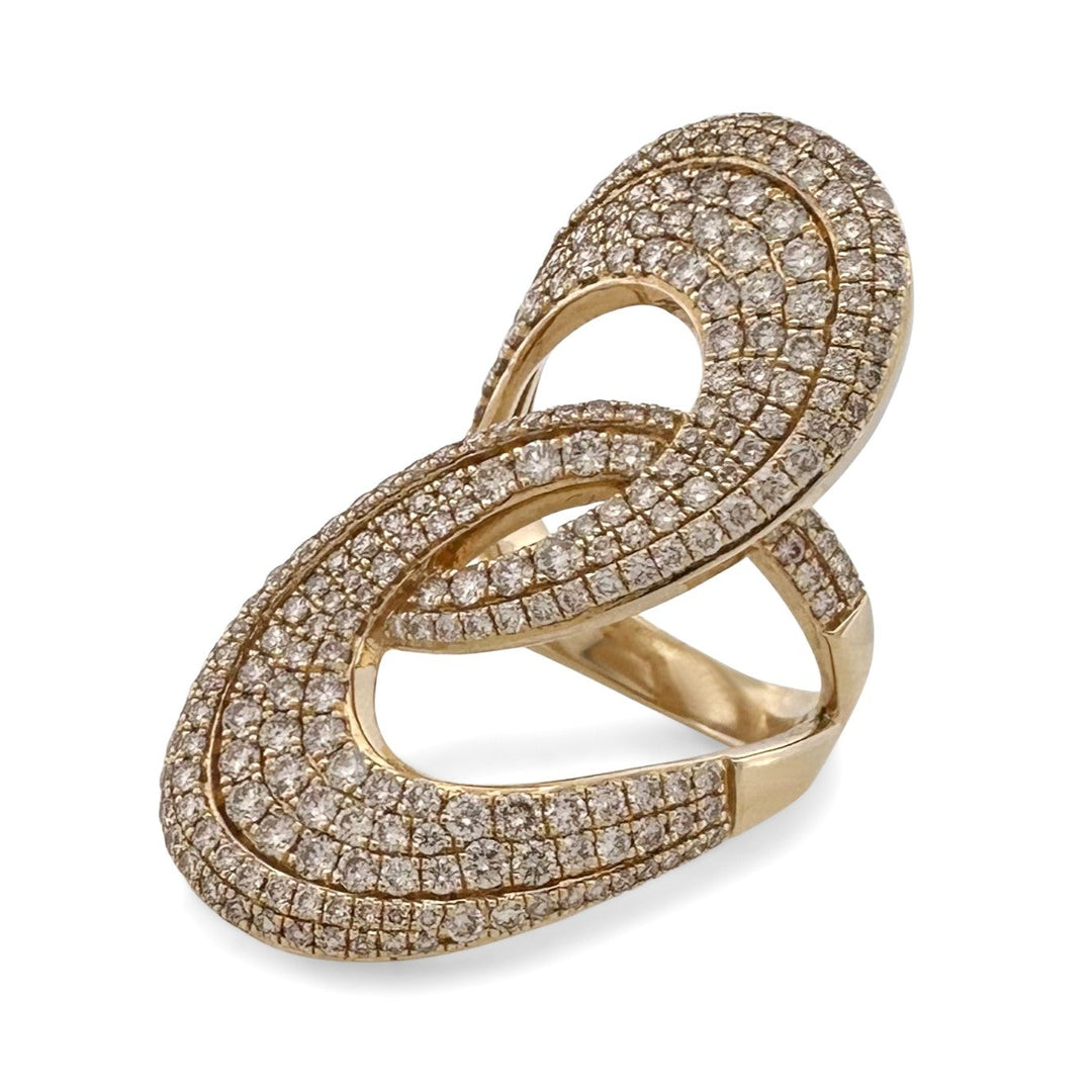 2.50ctw Nude Round Brilliant Natural Diamond Pavé Cocktail Ring in 14k Yellow Gold by Le Vian