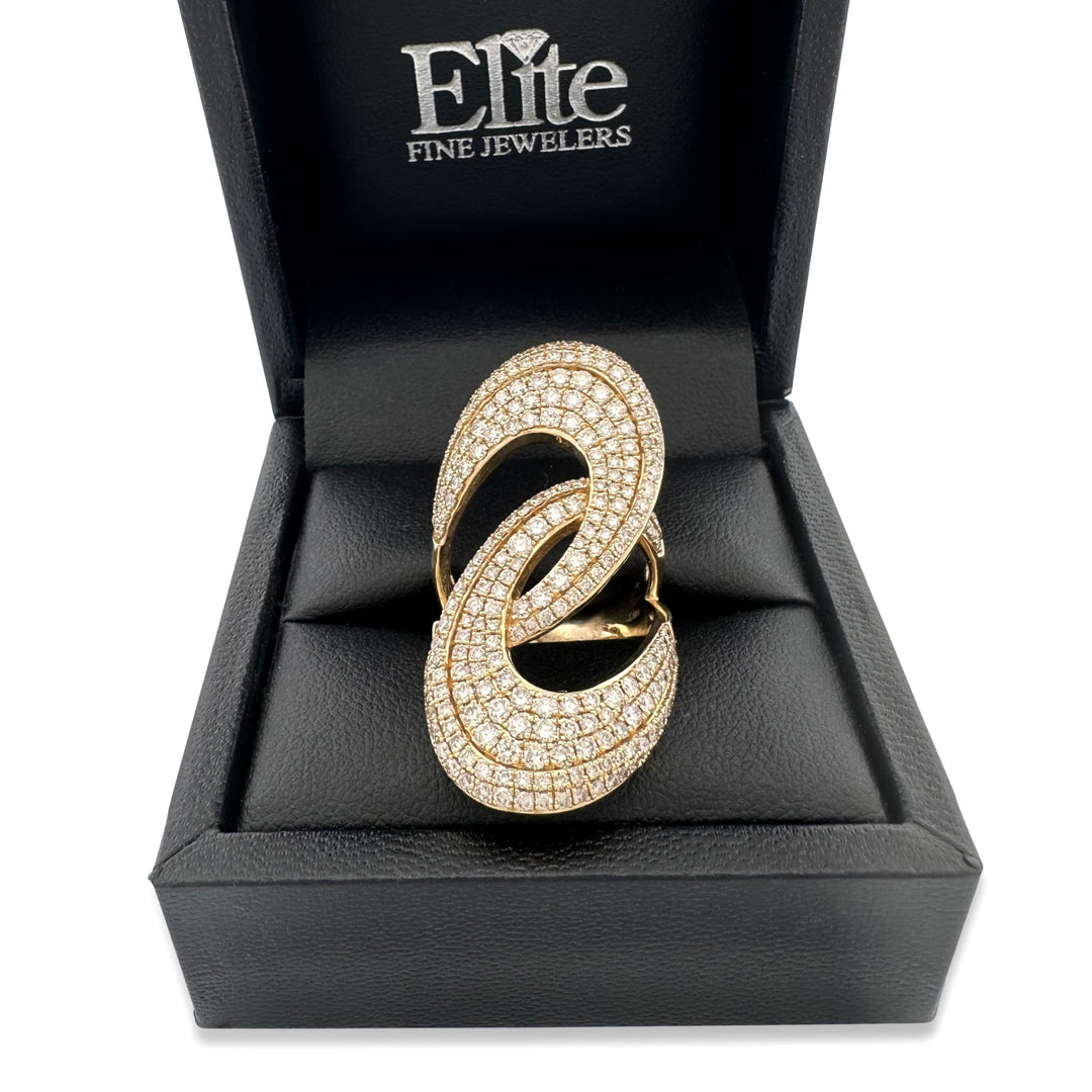2.50ctw Nude Round Brilliant Natural Diamond Pavé Cocktail Ring in 14k Yellow Gold by Le Vian