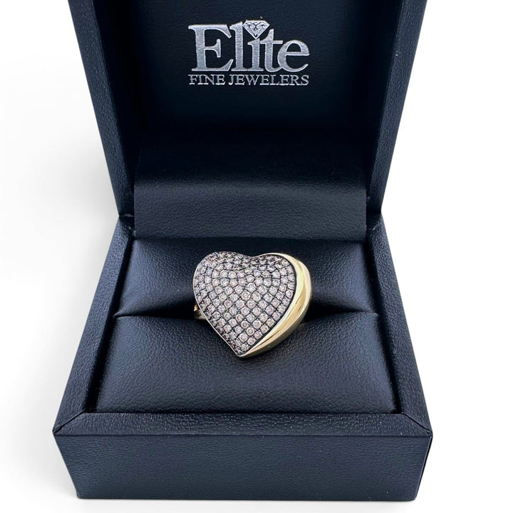 Chocolate Diamond Pavé Heart Cocktail Ring in 14k Yellow Gold by Le Vian and Godiva