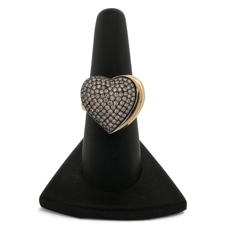 Chocolate Diamond Pavé Heart Cocktail Ring in 14k Yellow Gold by Le Vian and Godiva