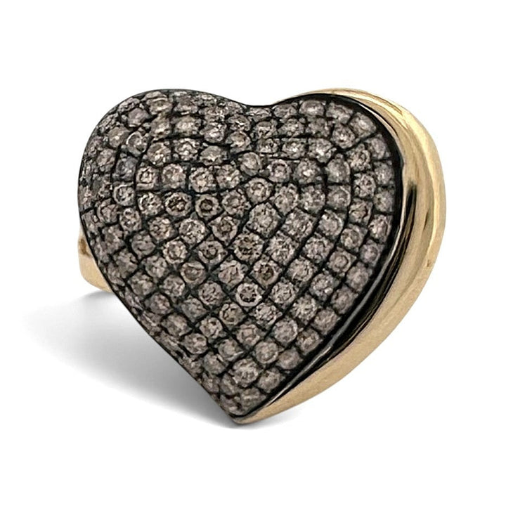Chocolate Diamond Pavé Heart Cocktail Ring in 14k Yellow Gold by Le Vian and Godiva