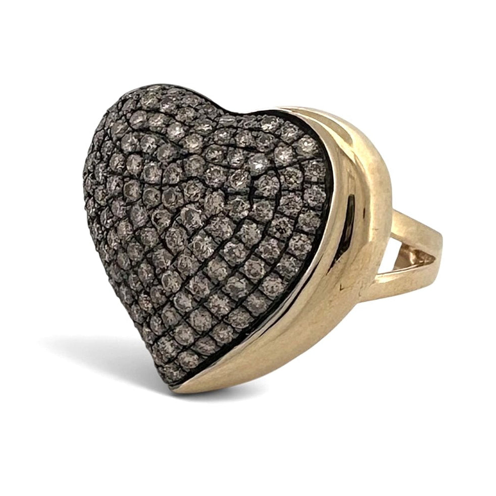 Chocolate Diamond Pavé Heart Cocktail Ring in 14k Yellow Gold by Le Vian and Godiva