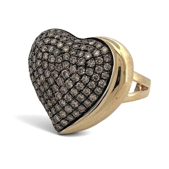 Chocolate Diamond Pavé Heart Cocktail Ring in 14k Yellow Gold by Le Vian and Godiva