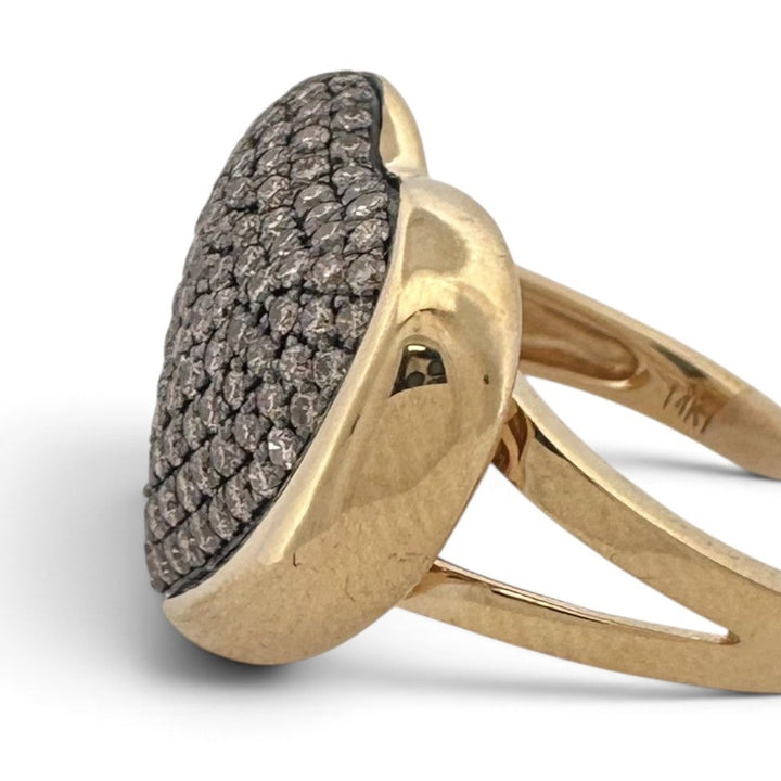 Chocolate Diamond Pavé Heart Cocktail Ring in 14k Yellow Gold by Le Vian and Godiva