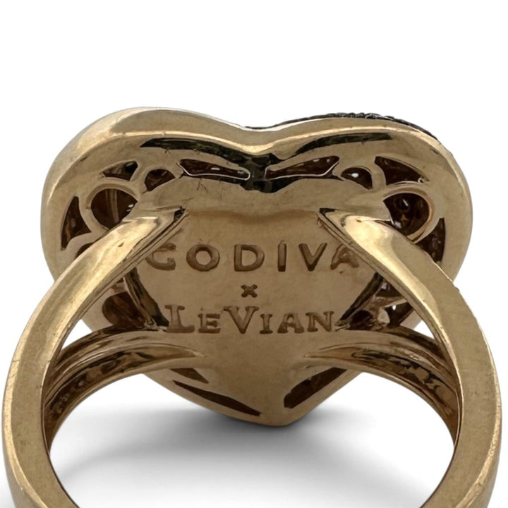 Chocolate Diamond Pavé Heart Cocktail Ring in 14k Yellow Gold by Le Vian and Godiva