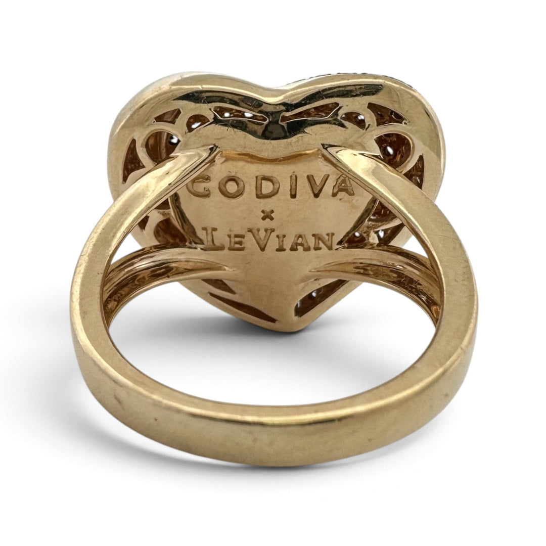 Chocolate Diamond Pavé Heart Cocktail Ring in 14k Yellow Gold by Le Vian and Godiva