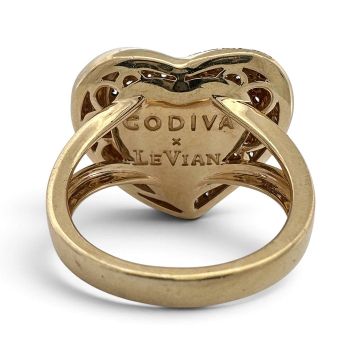 Chocolate Diamond Pavé Heart Cocktail Ring in 14k Yellow Gold by Le Vian and Godiva