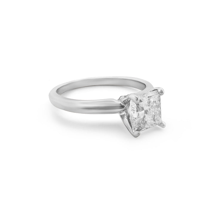 1.09cts Princess Cut Diamond Solitaire Ring in 14k White Gold, 3/4 view