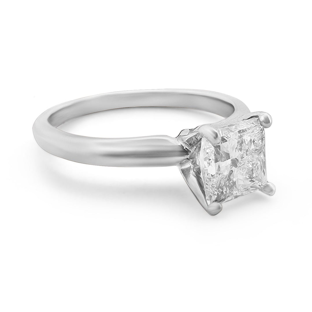 1.09cts Princess Cut Diamond Solitaire Ring in 14k White Gold, 3/4 view