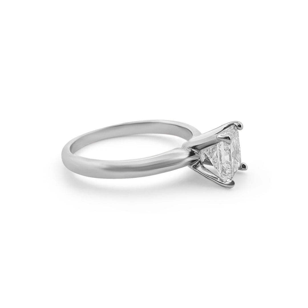 1.09cts Princess Cut Diamond Solitaire Ring in 14k White Gold, side view
