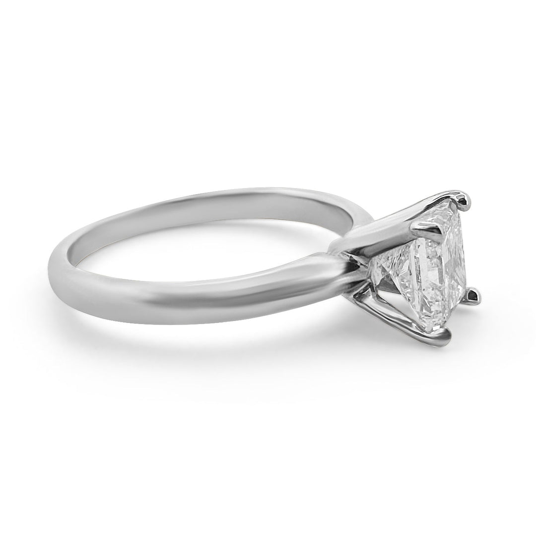 1.09cts Princess Cut Diamond Solitaire Ring in 14k White Gold, side view