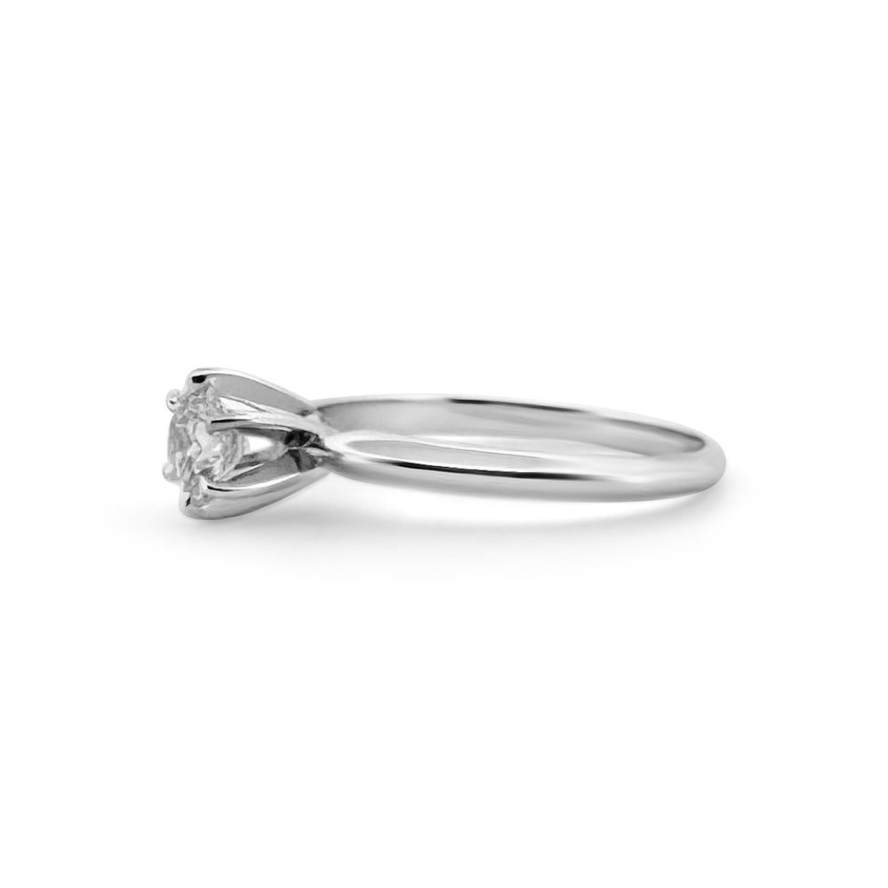 0.52ct Round Brilliant Diamond Solitaire Engagement Ring in 14k White Gold