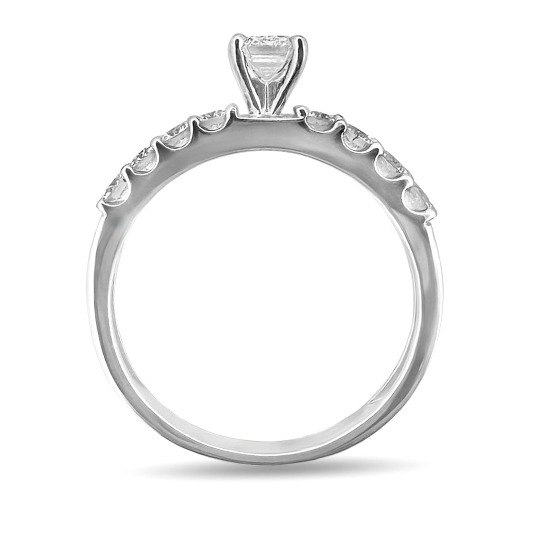 GIA Graded 0.50ct Emerald Cut Center Natural Diamond Engagement Ring 14k White Gold