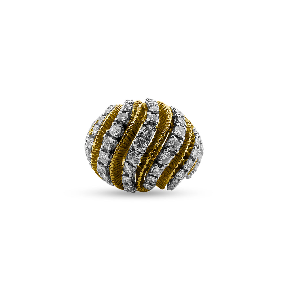 2.50ctw Round Brilliant Cut Diamond Bombé Cocktail Ring in 18k Two-tone Gold