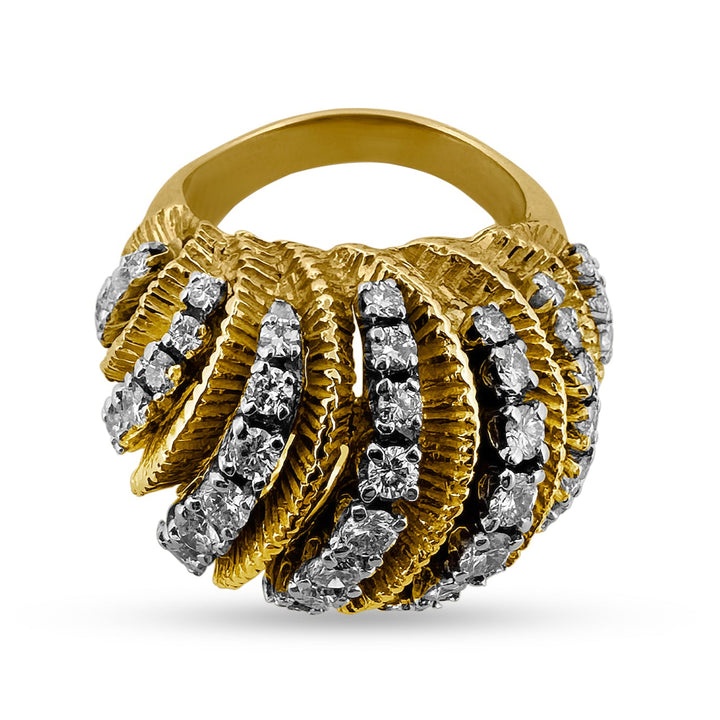 2.50ctw Round Brilliant Cut Diamond Bombé Cocktail Ring in 18k Two-tone Gold