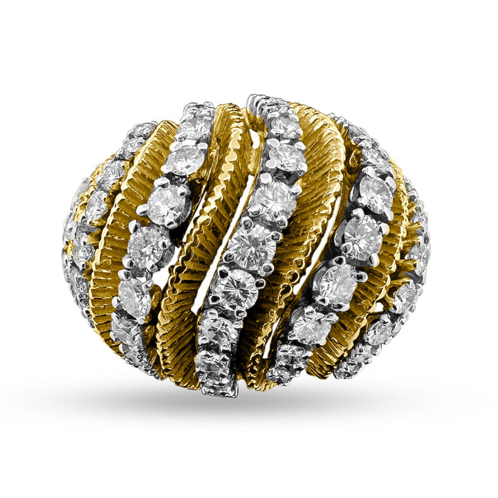 2.50ctw Round Brilliant Cut Diamond Bombé Cocktail Ring in 18k Two-tone Gold