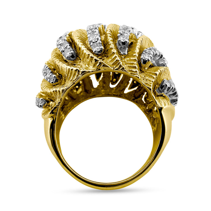 2.50ctw Round Brilliant Cut Diamond Bombé Cocktail Ring in 18k Two-tone Gold